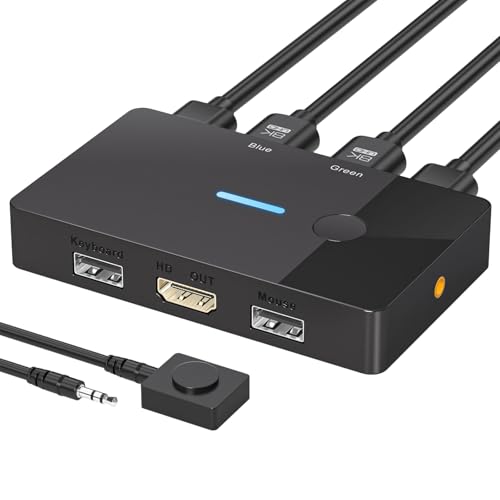 KVM USB 8K boîtier commutateur de moniteur pour 2 ports clavier et écran HDTV