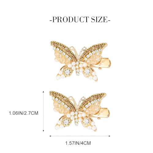Bartosi HB-070 Rhinestone Butterfly Hair Accessories Gold Crystal Decorative Alligator Hair Clips Pearl Pins thumb #3