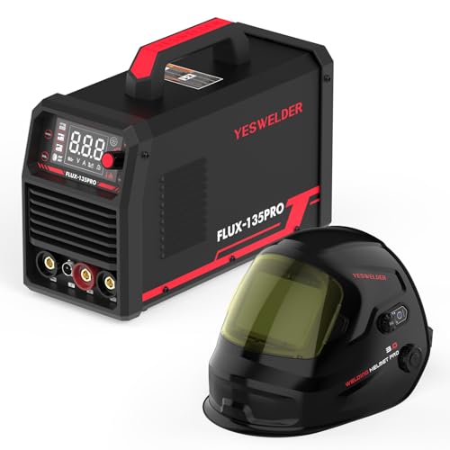 Image of YESWELDER 135Amp MIG Welder 3-in-1 Large LED Digital Display & Large View Intelligent Auto-Shade Auto-Darkening Welding Helmet