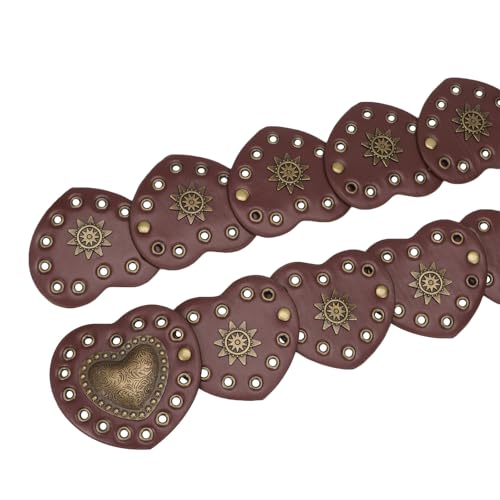 Hollow Disc Belt Western Style Exaggerated Cowboy Wide Disc Belt Metal Buckle Vintage Soft for Women3