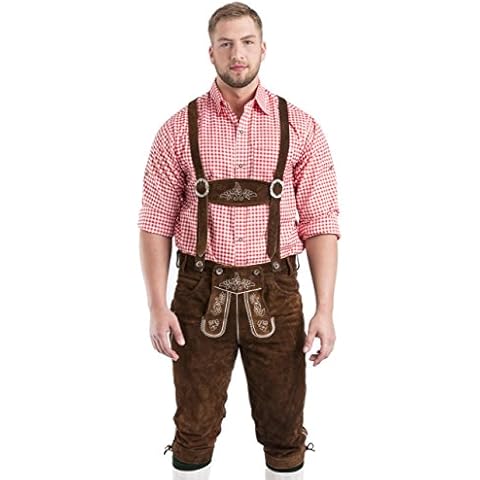Schöneberger Trachten Couture Tradirional German Knickerbockers - Lederhose - Leather Pants - Oktoberfest Lederhosen (mid Brown) Cover
