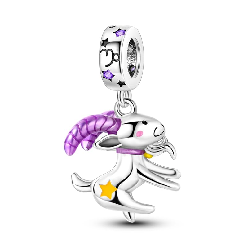 TINSLO Charms Abalorios Colgante para mujer Cumpleaños de 12 Signos del Zodiaco, plata de ley 925, compatible con pulseras y collares Pandora, compatible con pulseras europeas para mujeres y niñas