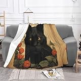 Caractéristiques et avantages : notre belle couverture de canapé chat noir est légère et facile à transporter, adaptée pour la maison et les voyages. Il ne bouloche pas et ne peluche pas, est facile à ranger, ajoute une atmosphère chaleureuse à la maison, et garde au chaud pendant les voyages.