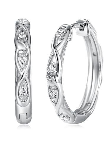 Boucles d'oreilles créoles en moissanite et argent 925 massif véritable