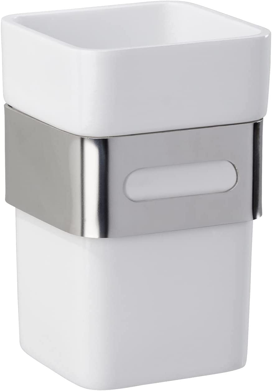 Juego de baño WENKO Premium Plus, compuesto por soporte de papel higiénico, guarnición de inodoro, 2 vasos para cepillos de dientes y dispensador de jabón + juego de cuidado de los pies