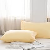AYASW Pillowcases Queen Size Set of 2 Premium Soft and Cozy 1800 Double Brushed Microfiber Envelope Closure Pillow Case Yellow 20x30 inches Wrinkle Fade Resistant Easy Care Stable Holiday Decor