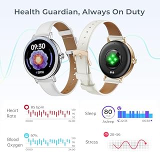 TIFOZEN Smart Watch for Women, 1.27'' HD Display Ladies Round Fitness Watch with Heart Rate/Sleep/SpO2/Menstrual Cycle Monitor, 100+ Sport Mode, IP68 Waterproof for Android iOS, Glacier White/Silver