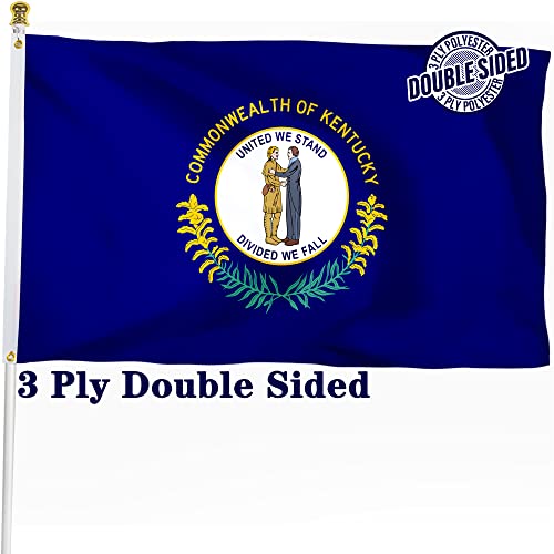 XIFAN Double Sided Kentucky State Flag 3x5 ft Heavy Duty 3 Ply Durable Polyester KY Flag with Vibrant Print/4 Rows Hemming/Brass Grommets for Indoor Outdoor Decor