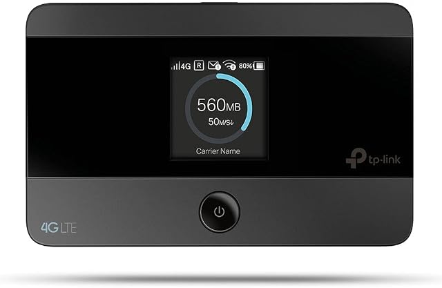TP-Link M7350 mobilny router Wi-Fi (4G/LTE do 150 Mbit/s pobieranie / 50 Mbit/s upload, Hotspot, Cat4, akumulator 2000 mAh, wyświetlacz LCD, kompatybilny ze wszystkimi europejskimi kartami SIM) czarny