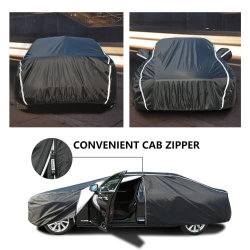 Tecoom Car Cover Waterproof All Weather, Car Covers For Automobiles With Zipper Door, Cotton Backing Car Cover, Windproof Sun Uv Hail Protector Car Cover, Universal Fit For Sedan (201"-210") #TOP2