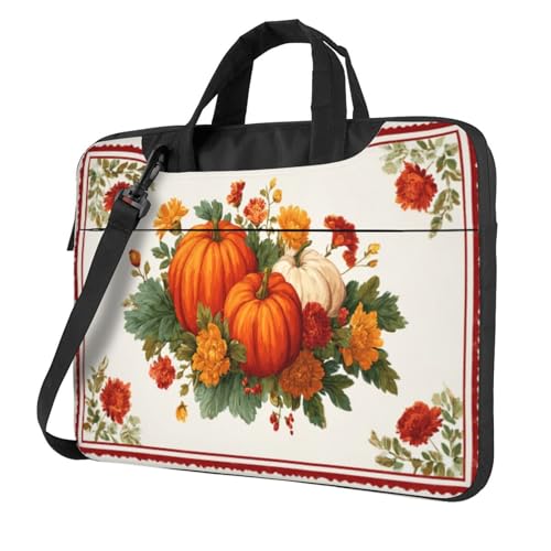 Housse PC 15.6 pouces anti-choc avec protection rembourrée fleurs rouge et citrouilles