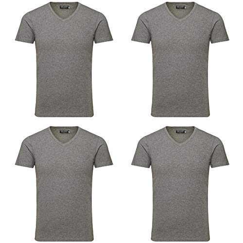 JACK & JONES Herren T-Shirt 4er Pack ay-z9 Basic V-Ausschnitt Grau XXL – Ansicht 1