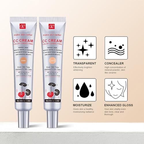 MTUVKGT CC Crema with Centella Asiática, Crema CC ligera para Color Correcting, Base de Maquillaje uniforme con FPS 25, Color Changing Silk BB, Corrector facial para Maquillaje Femenino (01 Claro) - imagen 6