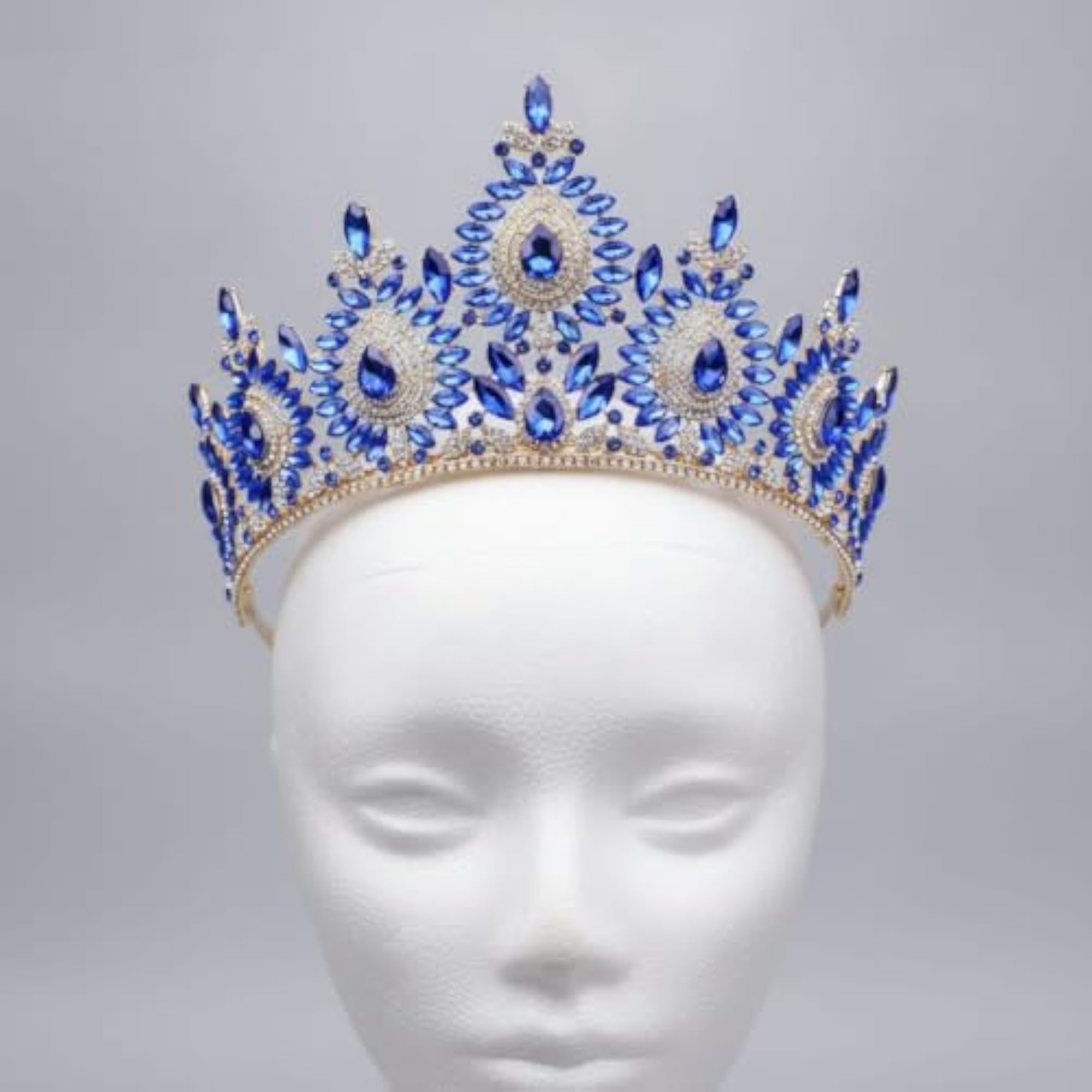 Gold-Tone Rhinestone Floral Tiara Crown, Adjustable