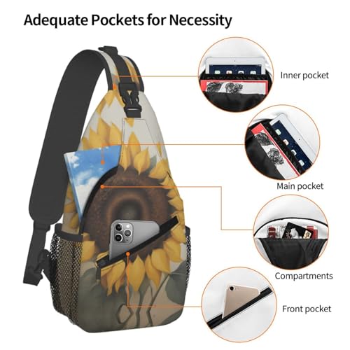 Cross Chest Bag Diagonally - Quality, Durable, and Spacious Shoulder Bag for Men and Women bee & Sunflowers Prints3