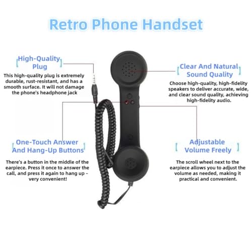 Combiné rétro Bluetooth anti ondes avec microphone pour appels iPhone et Android - 6