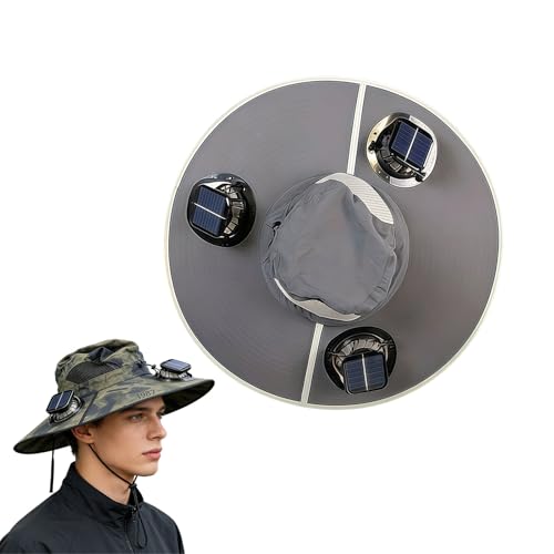 Chapeau de refroidissement à triple ventilateur solaire autonome et ajustable USB