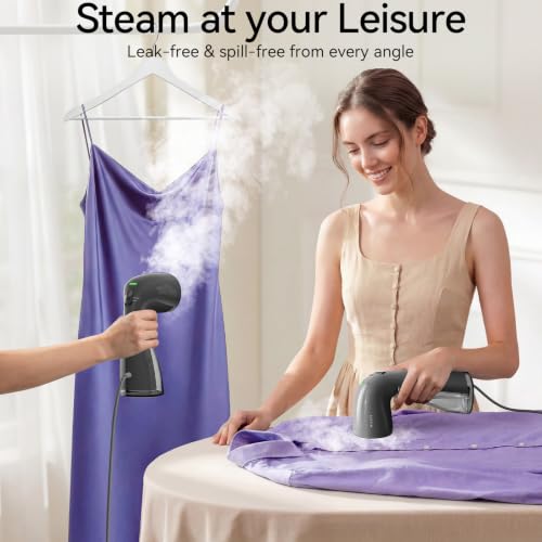 Image of HiLIFE Steamer for Clothes, 1100W Clothes Steamer, Fast Wrinkle Removal with Large 300ml Tank, Ideal for All Fabrics, Easy to Use, Compact and Portable Travel Garment Steamer-Grey