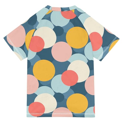 Circle Deep Blue Girl Bathing Suit Short Sleeves Basketball Tshirt Swimwear Beach Tops 3T2