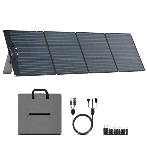 CTOLITY 200W Tragbares Solarpanel 20.5V Faltbares Solarpanel Kit mit 10 Anschlüssen Solar Panel mit Ständern IP65 Wasserdicht Solar Ladegerät für Camping Portable Power Station Laptops Wohnmobil