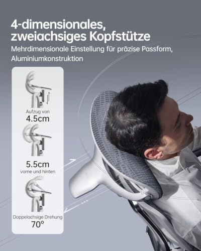 Hbada E3 Ultra Ergonomischer Bürostuhl, großer und hoher Bürostuhl – mit 3-Zonen-dynamischer Lendenwirbelstütze… – Ansicht 4