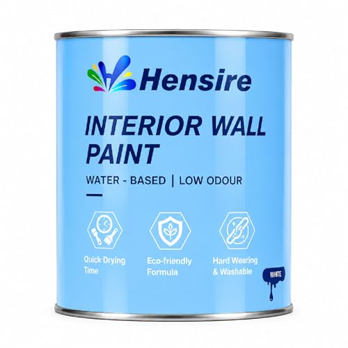 Hensire White Interior Wall Paint Water Based Matte 17oz