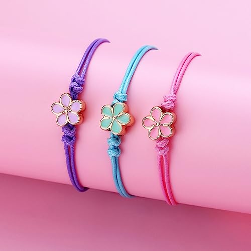 DOYYCA Friendship Bracelets Matching Flower Best Friend Bracelet Gifts for 3 Women BFF2