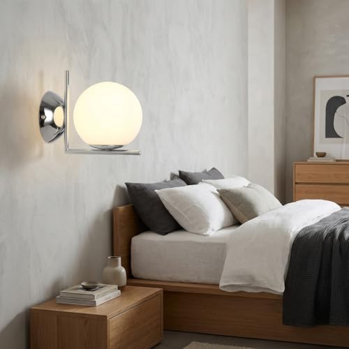 Aplique de pared bola de cristal blanco y lámpara interior vintage E27 3