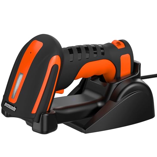 Symcode Bluetooth 2D QR Barcode Scanner with Charging Stand,Industrial Dustproof and Waterproof 3 in...