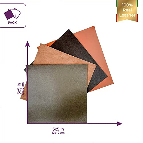 Brown Leather Hide Leather Sheets: 4 Brown Scrap Leather Pieces Leather Sheets For Craft 5X5In/ 12X12Cm #TOP4