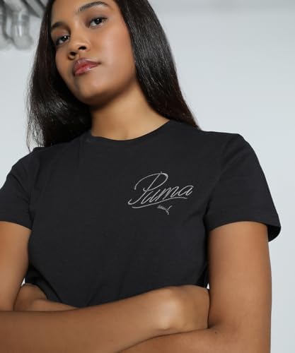 PUMA SCRIPT Tee Kadın Tişört, PUMA Black, L - Görsel 4