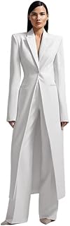 Women's Long 2 Piece Suit Jacket+Pants Slim Fit 1 Button High Street Lux...