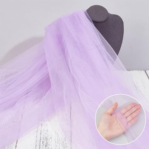 OLYCRAFT 2m/2.2 Yards Lilac Tulle Fabrics 1.6m Wide Chiffon Sheer Crepe Fabric Gauze Mesh Bolt Net Chinlon Tulle for Gift Wrapping DIY Sewing Crafts Wedding Party Decorations - Image 3