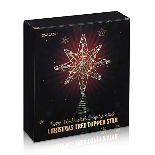 Osaladi Christmas Tree Topper, Glitter Metal Wire Star Tree Topper For Christmas Tree Decoration, Gold #TOP5