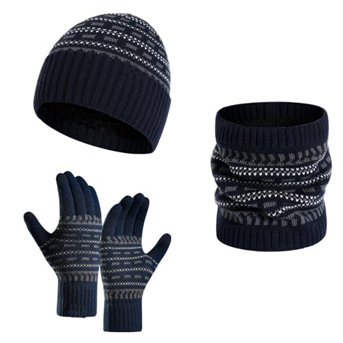 La Mejor Selección de Set de bufanda, gorro y guantes para Hombre favoritos de las personas. 46 AUTOWT Invierno Juego de Guantes de Bufanda y Gorro, 3 Piezas Bufandas de Cuello de Punto con Hilo Forrado de Forro Polar Cálido Gorros con Guantes con Pantalla Táctil para...
