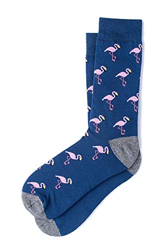 Men's Tropical Pink Flamingo Birds Novelty Crew Dress Trouser Socks