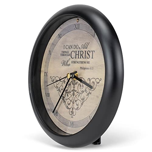 Mark Feldstein & Associates DK-IICD83H I Can Do All Things Inspirational Natural Brown 8 Inch Three Hymn Sound Clock thumb #4