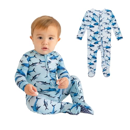 Image of Posh Peanut Baby Boy Footie Pajamas - Soft Viscose Made from Bamboo 2 Way Zipper Sleepers & Onesies