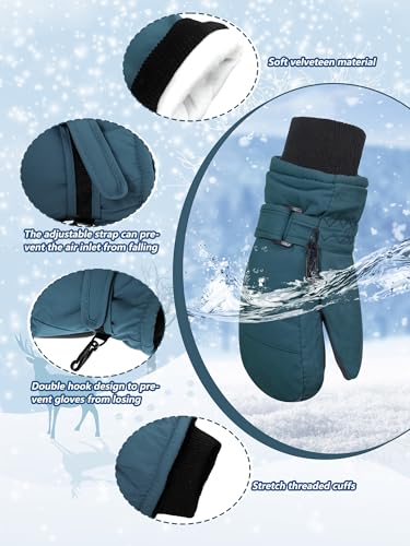 Image of SATINIOR Kids Snow Mittens Waterproof Winter Ski Gloves Warm Thicken Snow Gloves for Girls Boys