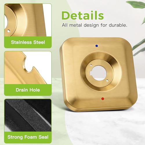 Repuesto Shower Escutcheon para Kit de Válvula Moen T2471 Genta LX, Plato de Cubierta de Manija de Ducha de Metal Cuadrado, Dorado Cepillado miniatura 6