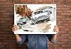 MINSEOK Watercolor Car Posters Room Decor - Premium A2 Art Old Print Pictures, Perfect Car Wall Art Gift - Brown Grass Vintage Old Sports Cars #3