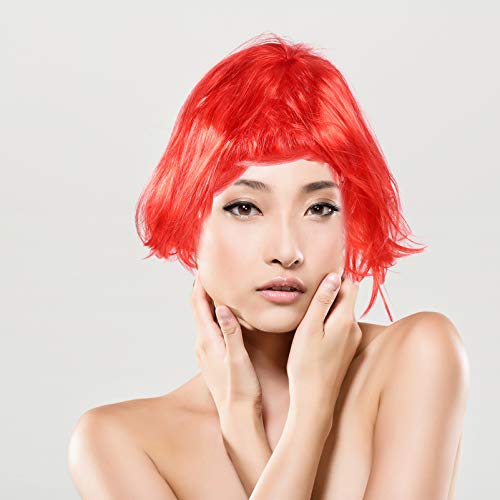Lurrose 6Pcs Senhoras Peruca Curta Bob Com Franja Cosplay Sintético Peruca Resistente Ao Calor Festa
