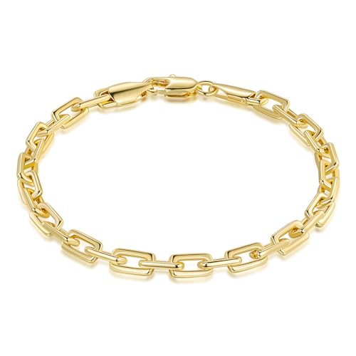 Bracelets 14K Gold Bracelets for Women Unisex Paperclip Gold Chain Bracelet Gold Bracelet Stack Mens Bracelet Available 6.5in - 9in Layering Gifts for Women & Men
