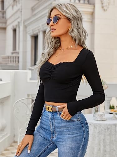 SOLY-HUX-Womens-Ribbed-Knit-Long-Sleeve-Crop-Tops-T-Shirts-Ruched-Lace-Trim-Sweetheart-Basic-Fitted-Tees SOLY-HUX-Womens-Ribbed-Knit-Long-Sleeve-Crop-Tops-T-Shirts-Ruched-Lace-Trim-Sweetheart-Basic-Fitted-Tees