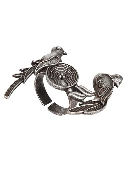 Sawwaisa Adjustable oxidised German Silver peacock cocktail finger Ring for women Stylish, Versatile and cool rings for girls-image-19