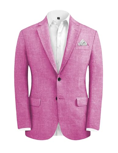 Men's Fashion Casual Slim Fit Linen Blazer Regular fit Jacket Lightweight 2 Button Blazer Sport Coat