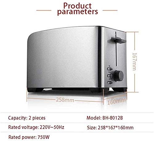 LKNJLL 2-Scheiben-Pop-Up Edelstahl Toaster W / 5 Shade Einstellungen, Extra Wide Slots for Toasten Bagels, Defrost… – Bild 3