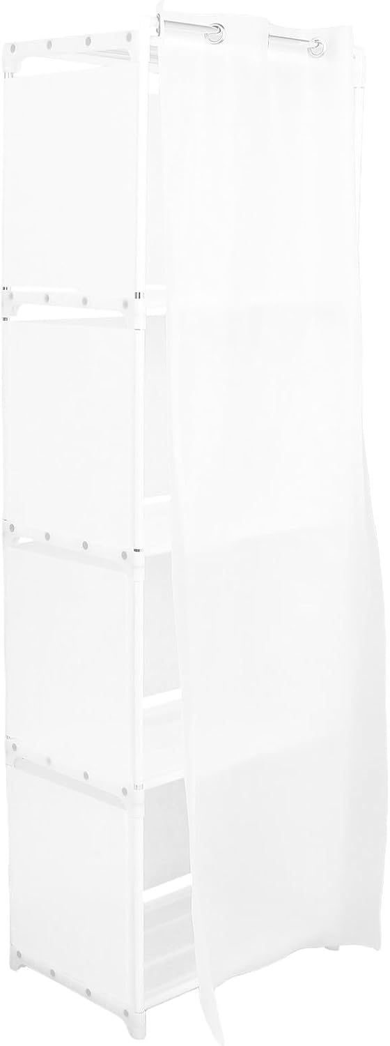 Dustproof Small Wardrobe Closet with Curtain Freestanding Multi-Layer Storage Cabinet for Clothes and Books White Space-Saving Organizer for Bedroom
