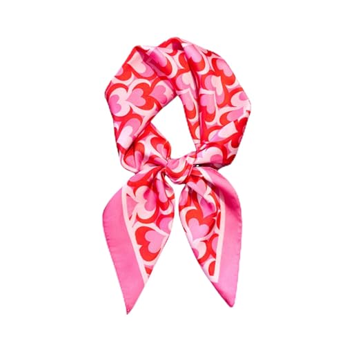 CYian Silk Feeling Scarf for Women Square Scarf Satin Head Scarves Fashion Neck Scarfs for Bag Hair Scarves Gift Heart Red