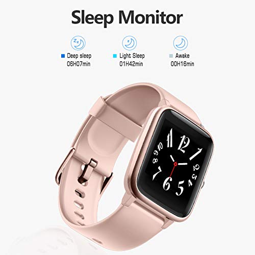 Lintelek Smart Watch with 1.3" LCD Full Touch Screen, Large Screen Fitness Tracker with Heart Rate Monitor, Pedometer, Sleep Tracker, Waterproof Activity Tracker for Men, Women and Gift (Pink)